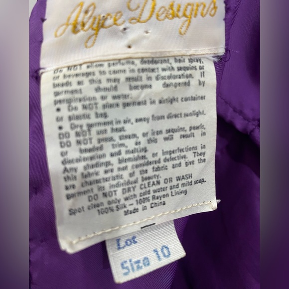 Alyce Designs Vintage Silk Sequinned Beaded Sleeveless Party Evening Dress 10 - Picture 8 of 13